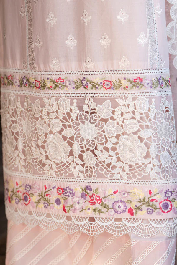 Pastel Pink Chikankari Pure Cotton Suit with Cross-Stitch Work