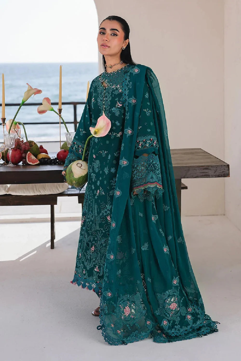 Chikankari Embroidered Lawn Suit with Laser Cutwork