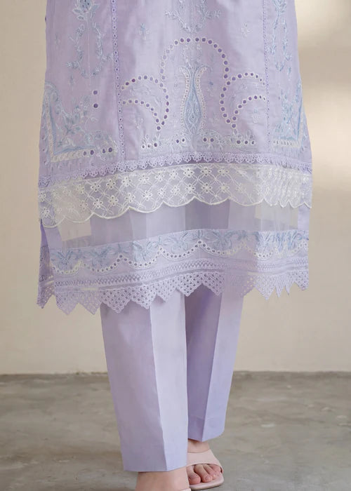 Lavendar Embroidered Lawn Kurta Set with Dupatta