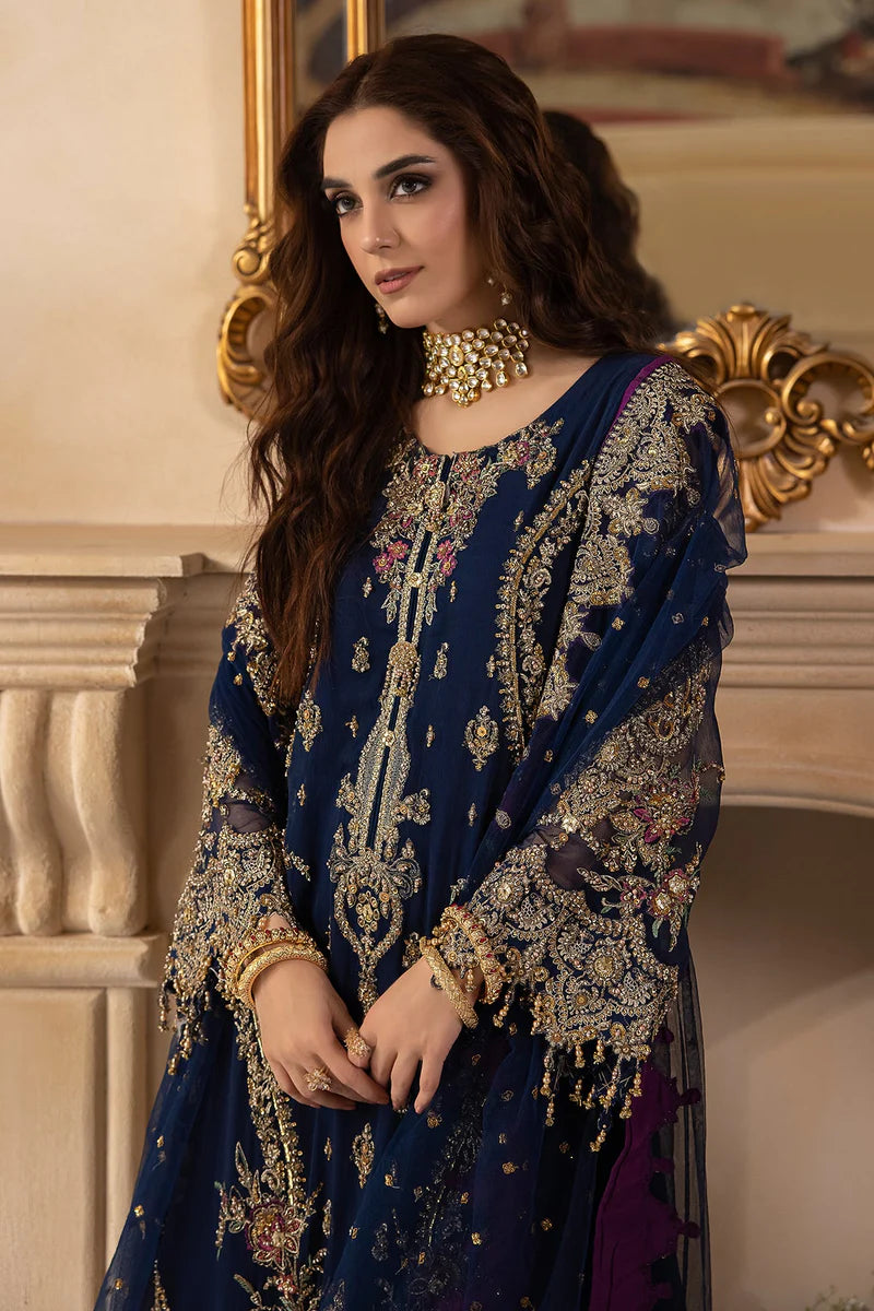 Navy Blue Handmade Chiffon Suit