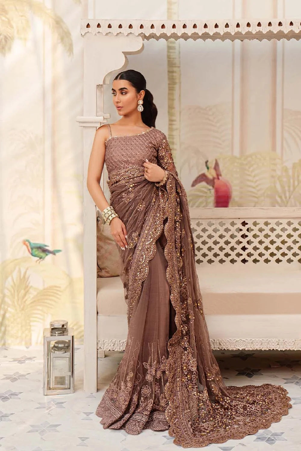 Heavy Handmade Bridal Saree with 3D Work