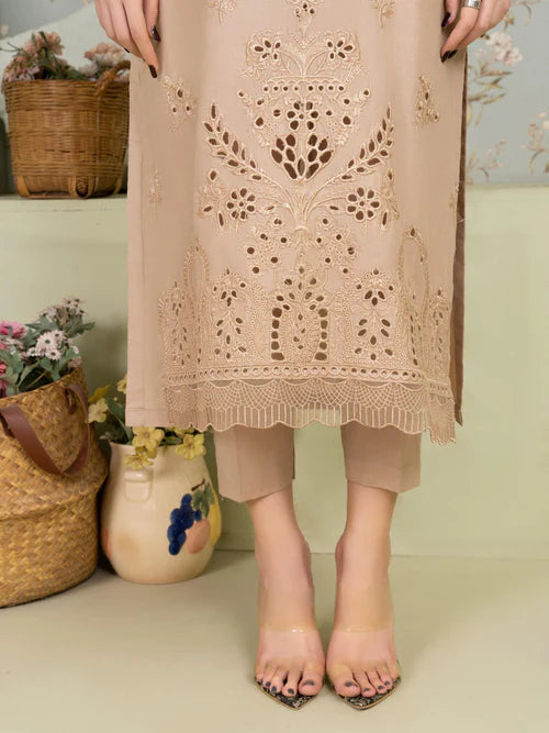 Beige Embroidered Lawn Suit