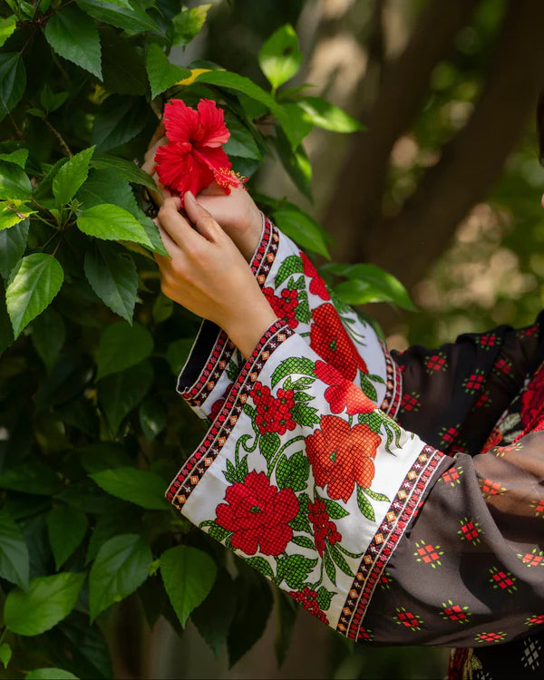 Cross Stitch Embroidered Printed Long Georgette Suit