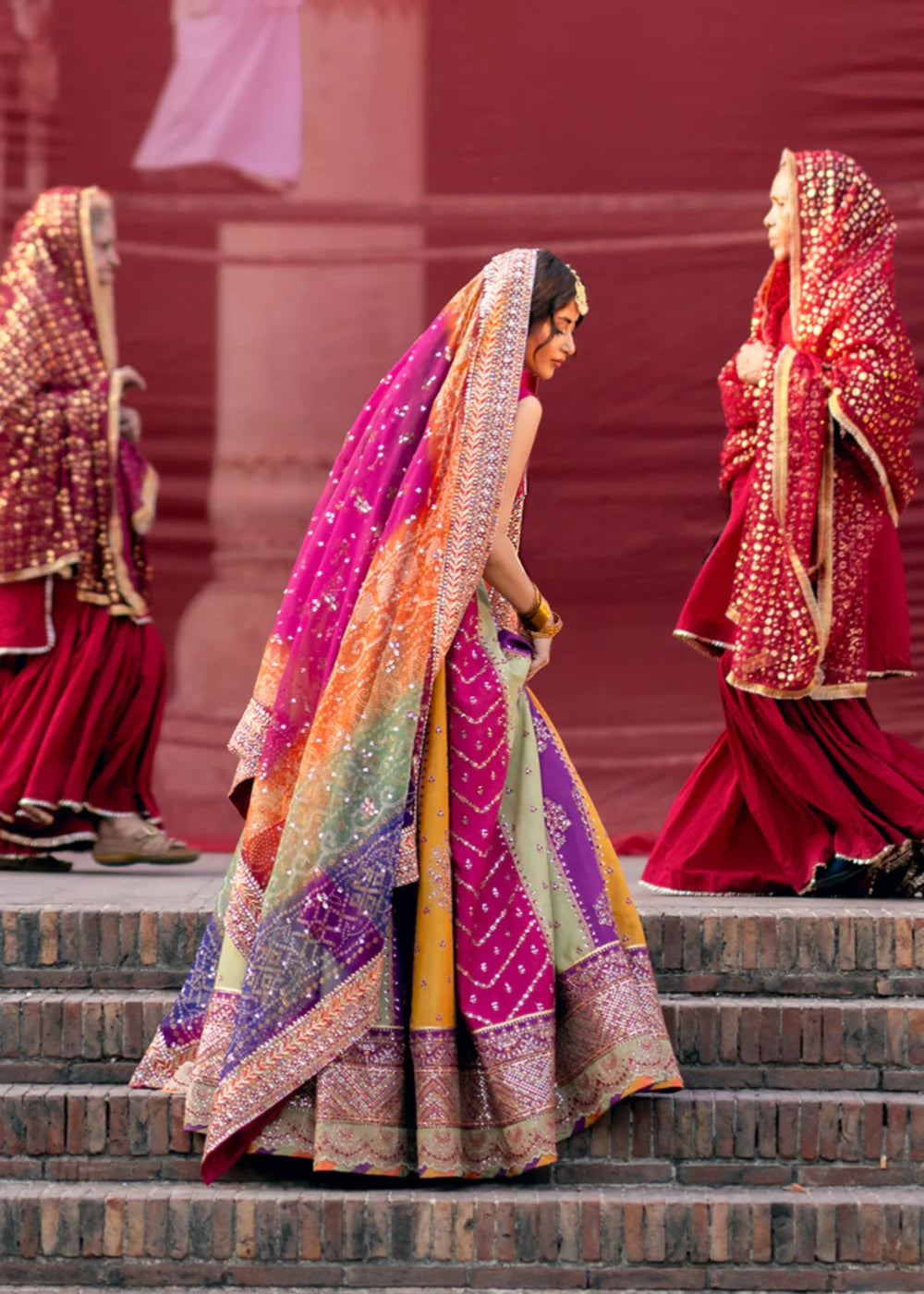 Sequence Embroidered Multicolor Silk Lehenga Choli