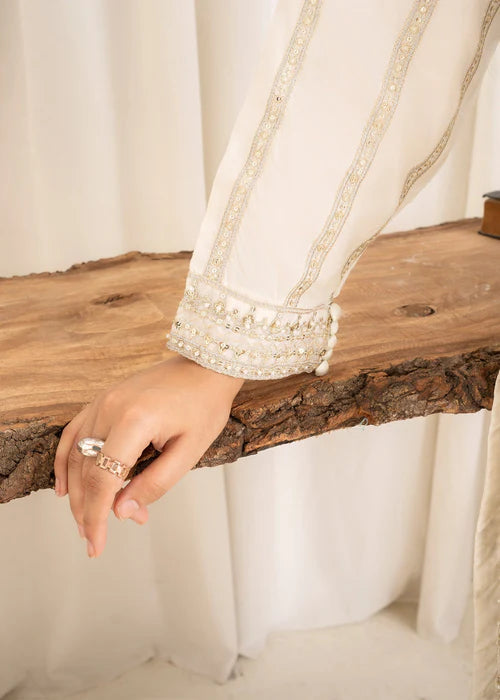 Off-White Hand Embellished Korean Raw Silk Suit