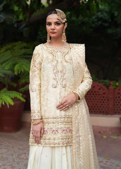 Ivory Embellished Lehenga with Long Shirt