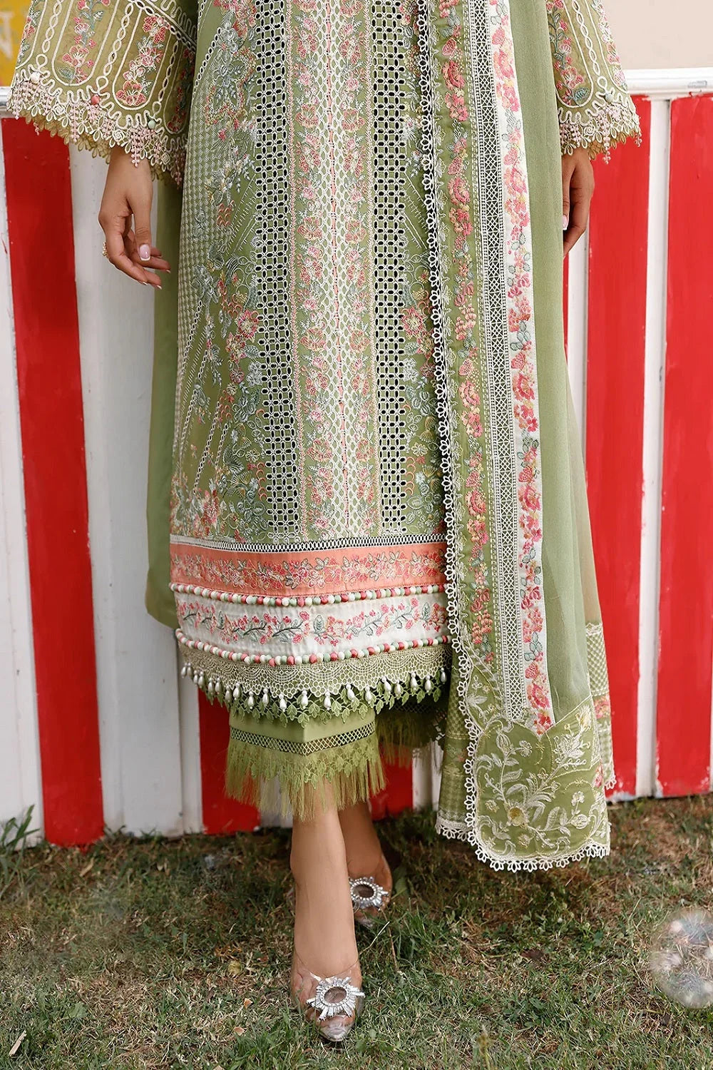 Lime Green Chikankari Embroidered Luxury Lawn Suit