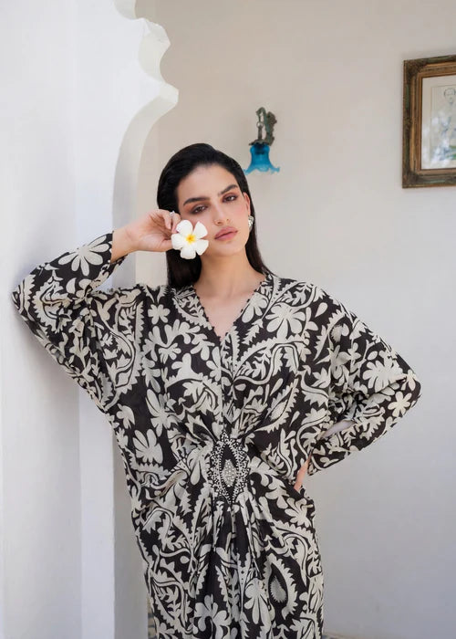 Elegant Embellished Silk Kaftan