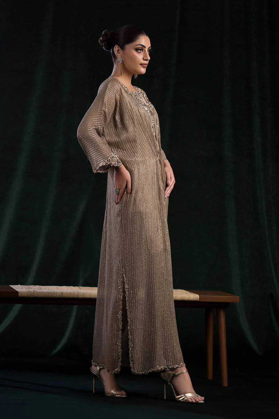 Hand Embroidered Maysuri Indowestern Kaftan with Tights