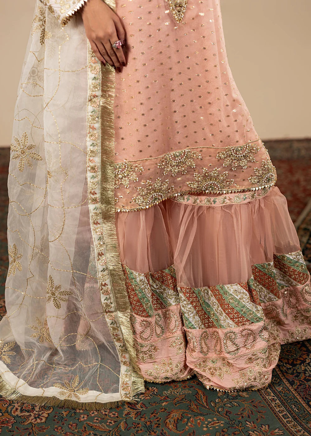 Blush Pink Embellished Flared Gharara