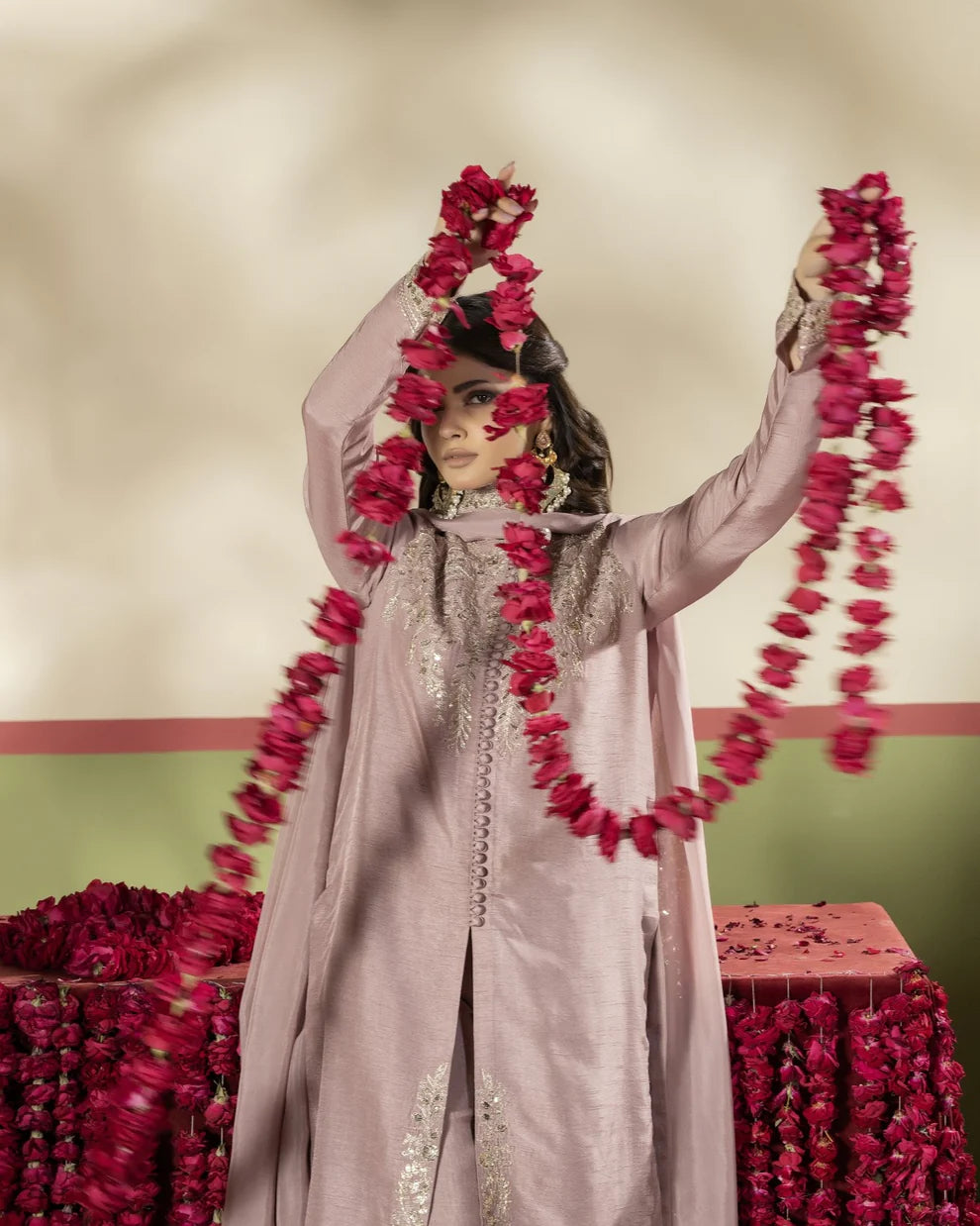 Elegant T Pink Raw Silk Suit