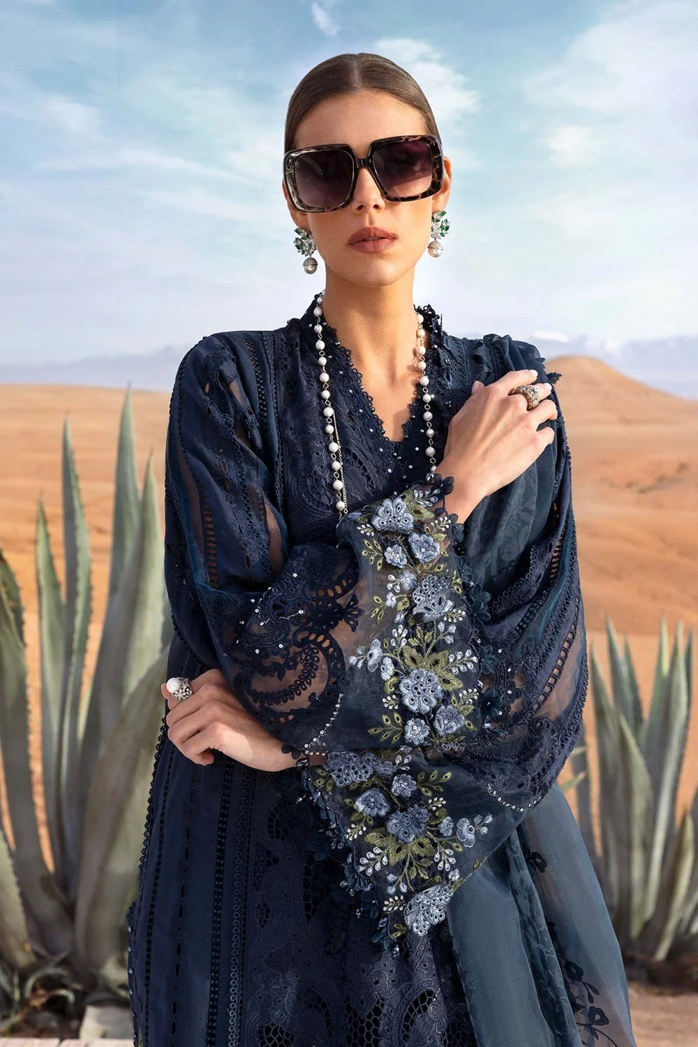 Peacock Blue Heavy Chikankari Embroidered Lawn Suit