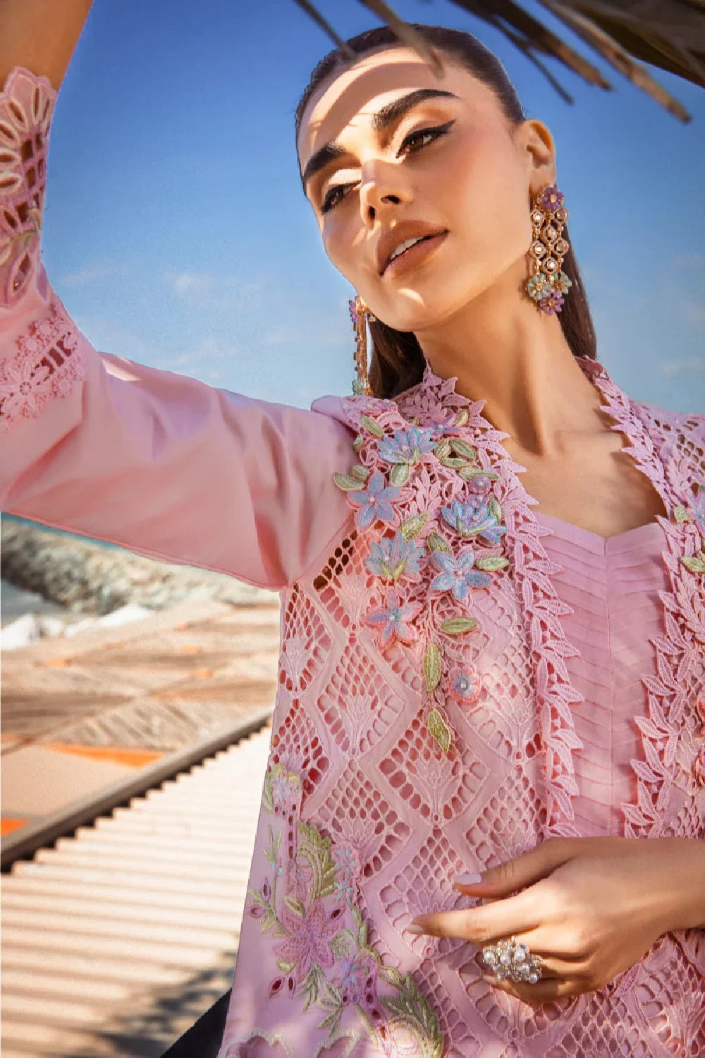 Laser Cut Chikankari Embroidered Lawn Suit