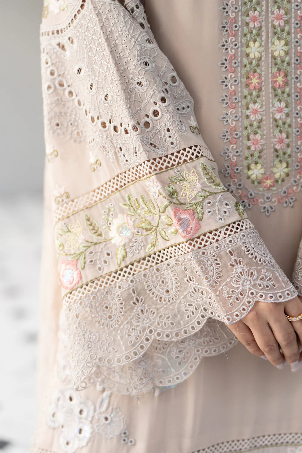 Vanilla Chikankari Embroidered Pure Chiffon Suit