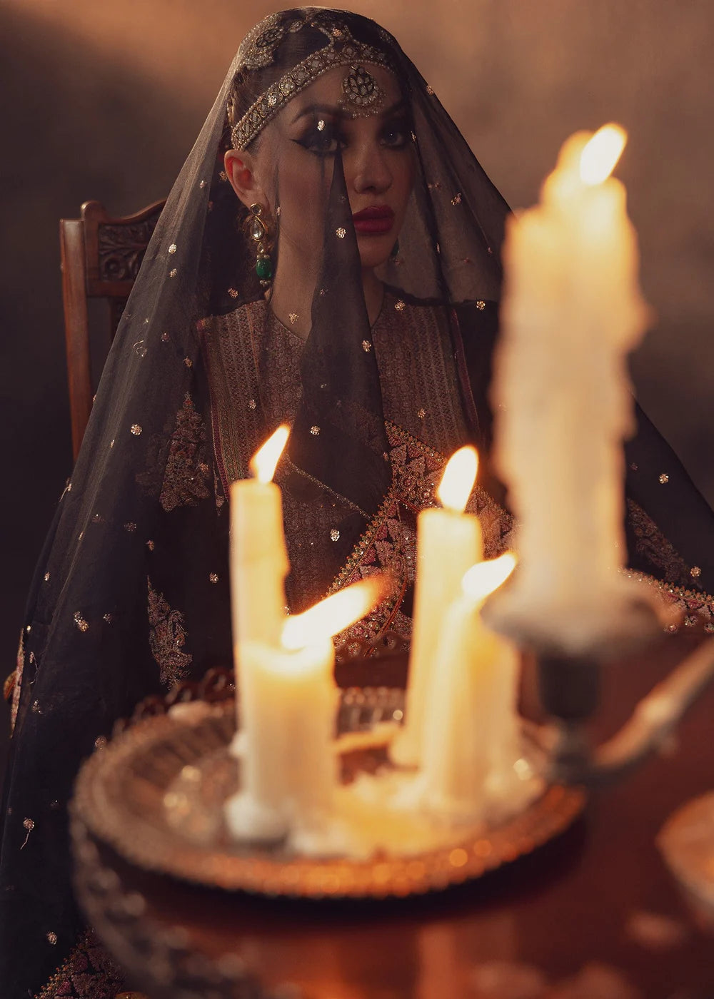 Black Raw Silk Embroidered Suit