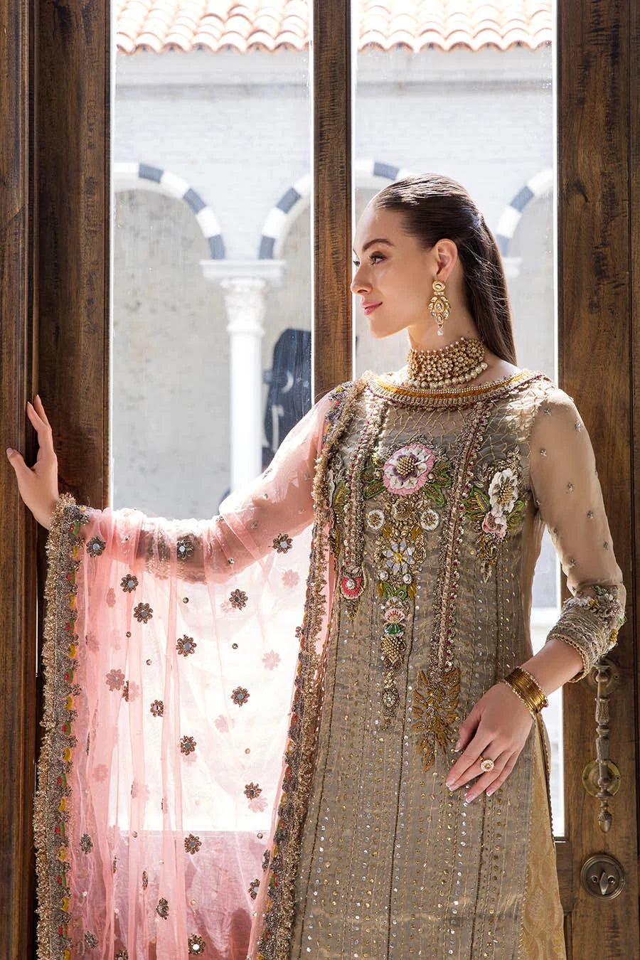 Hand Embroidered Pure Maysuri Sharara