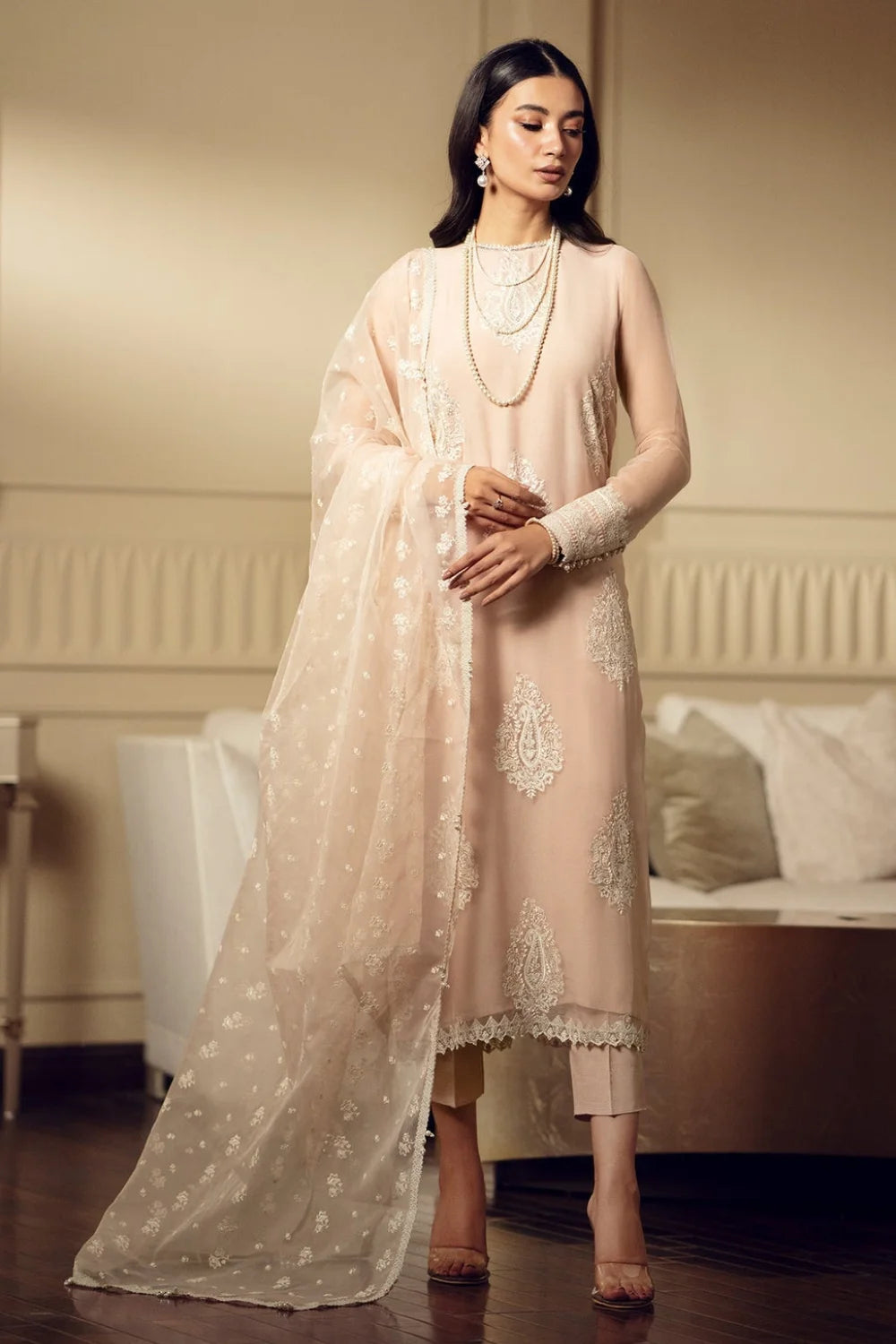 Shop Sequins Embroidered Pakistani Ladies Suit Online in UAE - Main Image