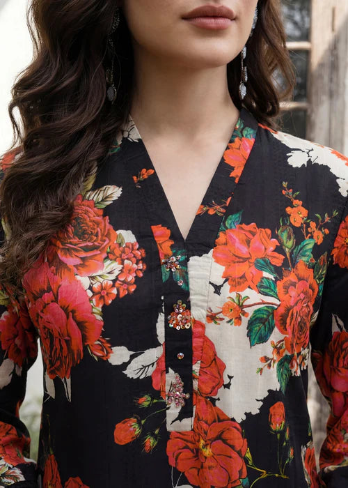 Printed Lawn Suit with Lace Details