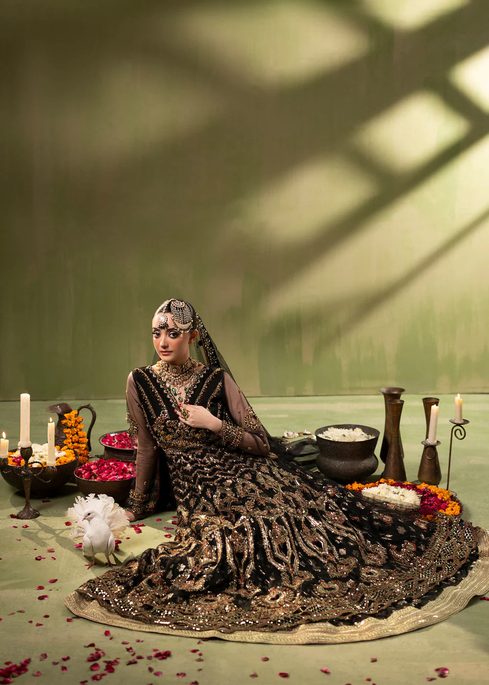 Black Embellished Flared Maxi