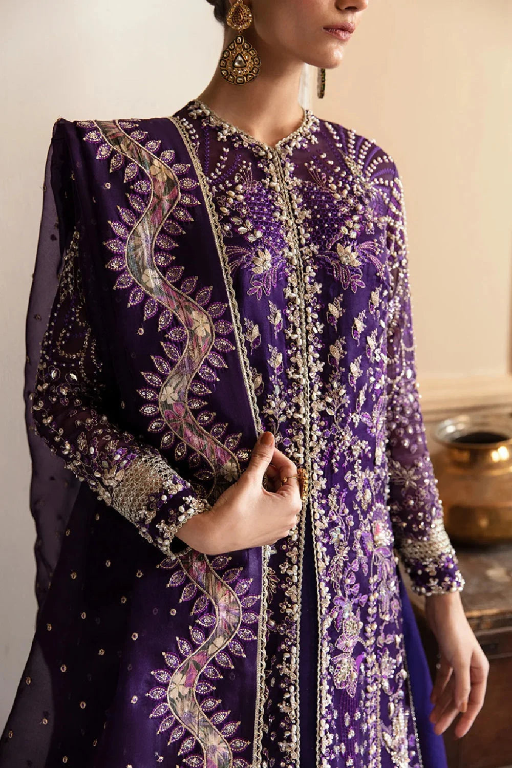 Handmade Purple Pure Organza Suit