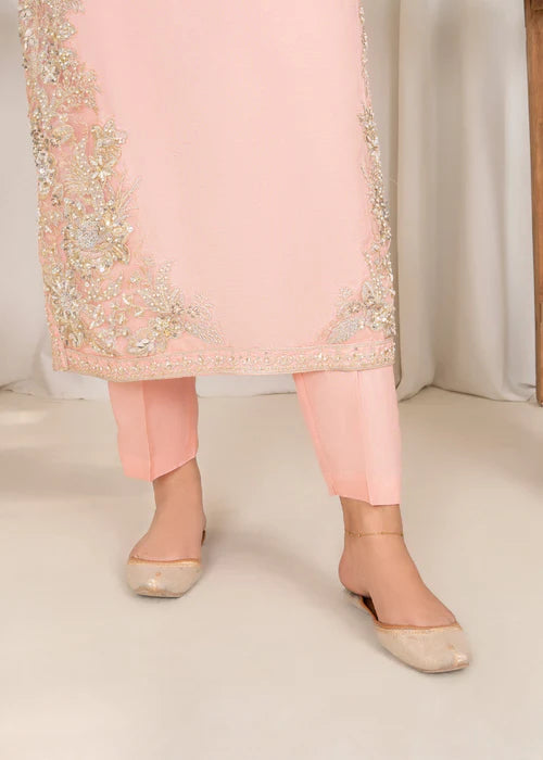 Blush pink Hand Embellished Korean Raw Silk Suit