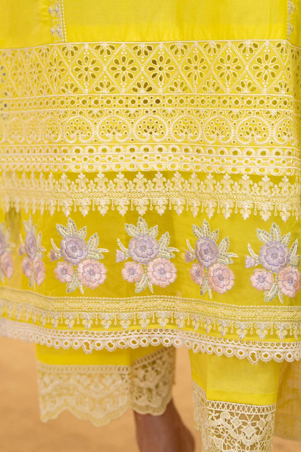 Firefly Yellow Pure Cotton Chikankari Suit