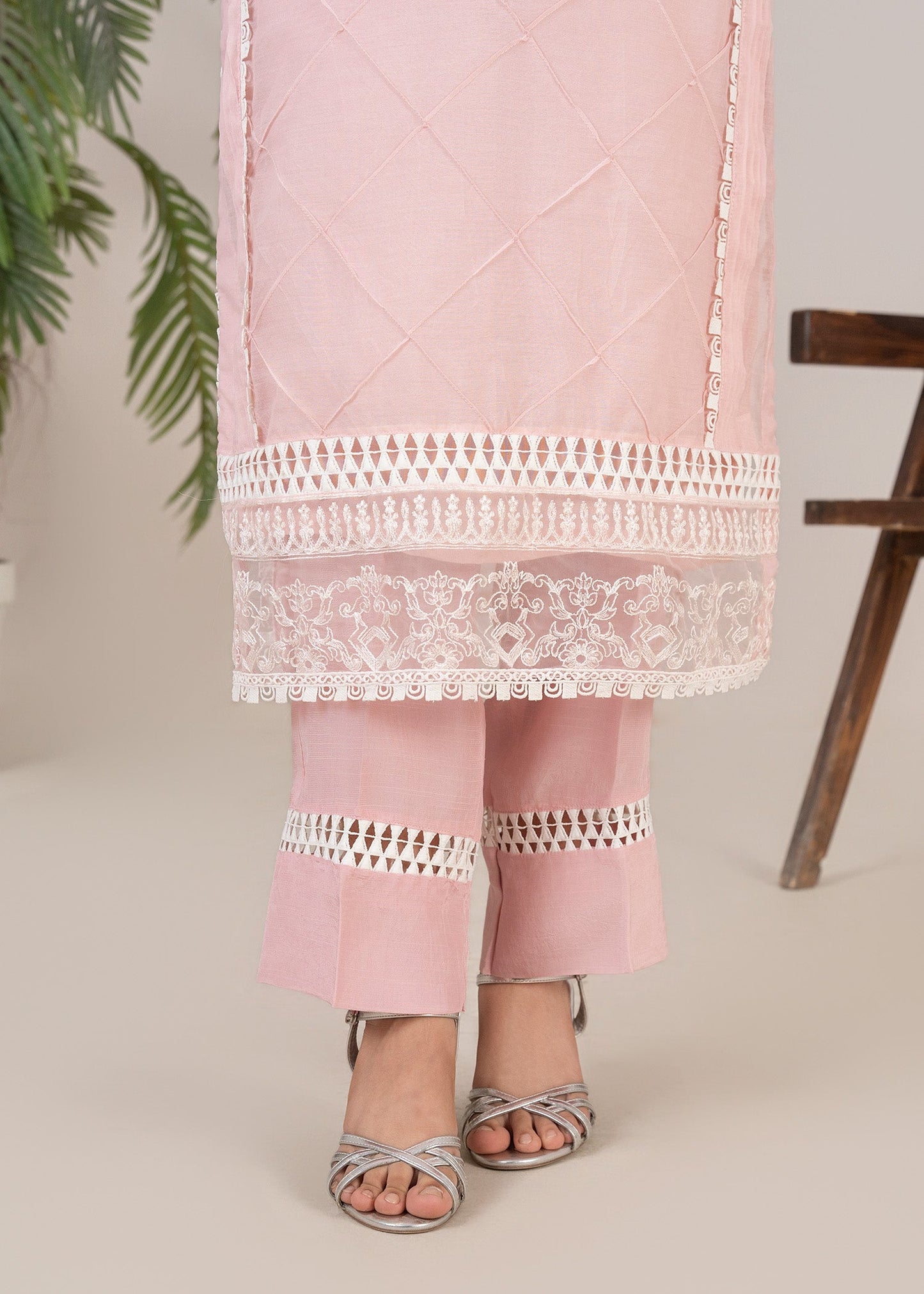 Baby Pink Raw Silk Trouser Suit Online in Dubai UAE Abudhabi Ajman Sharjah