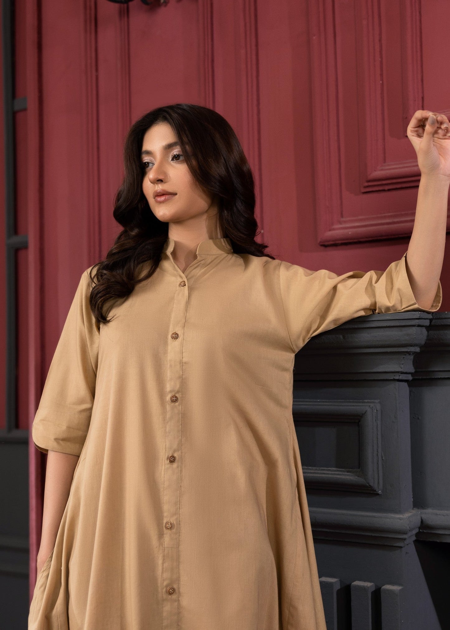 Beige Cotton Daily Wear Kurta Pajama Online in UK USA Canada