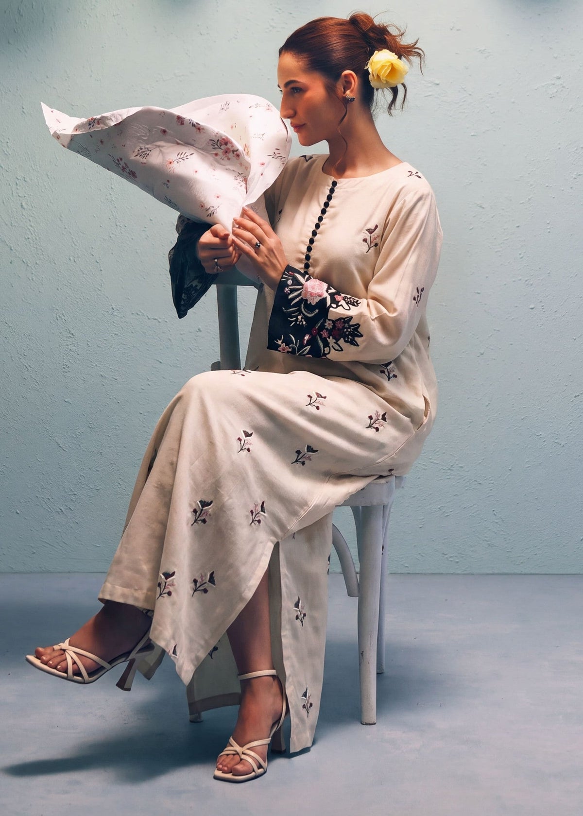 Beige Linen Kaftan Latest Pakistani Suits Online in Dubai UAE Abudhabi Ajman Sharjah