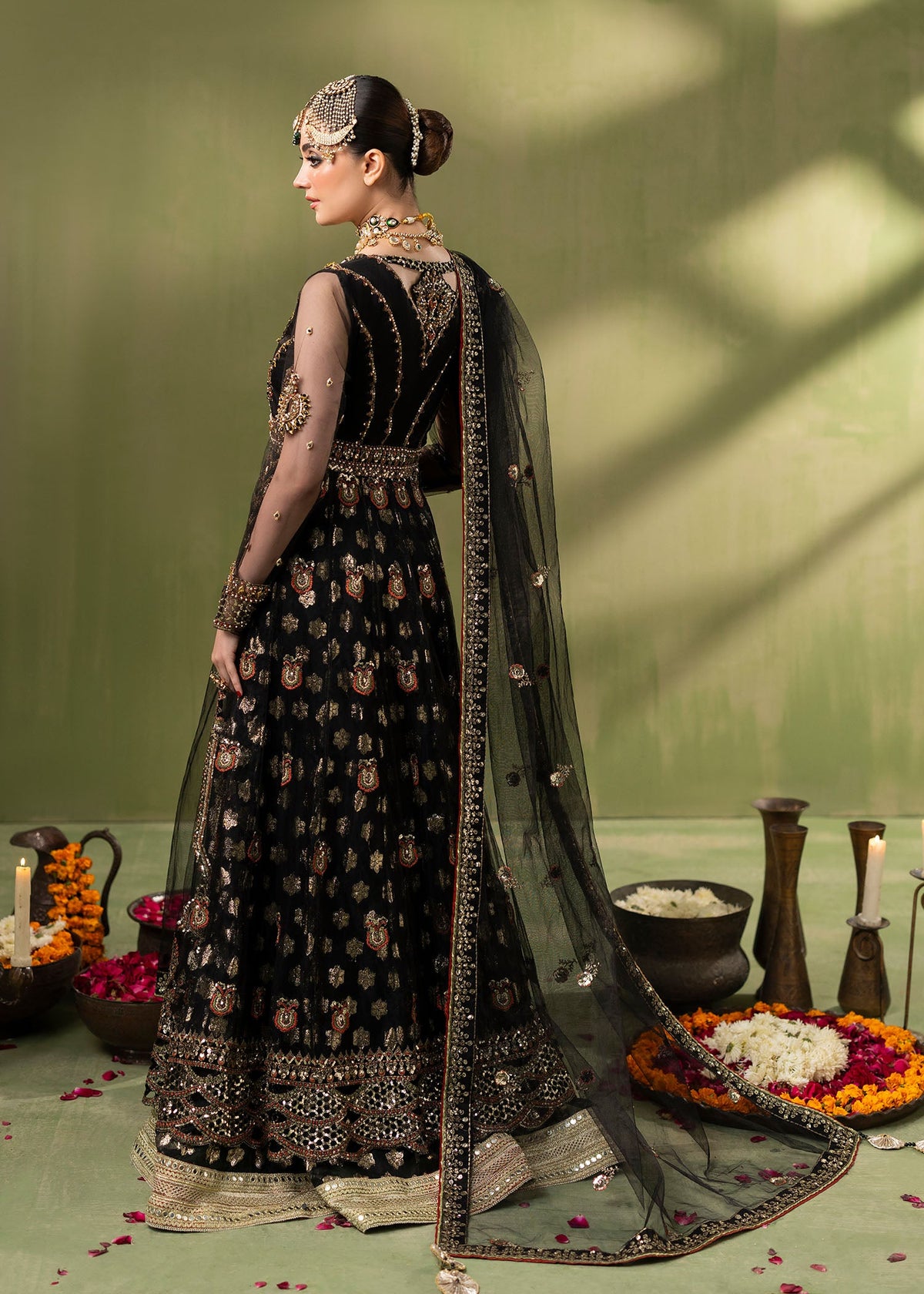 Black Embroidered Net Festive Suit Online in Dubai DXB UAE Abudhabi Meena Bazaar