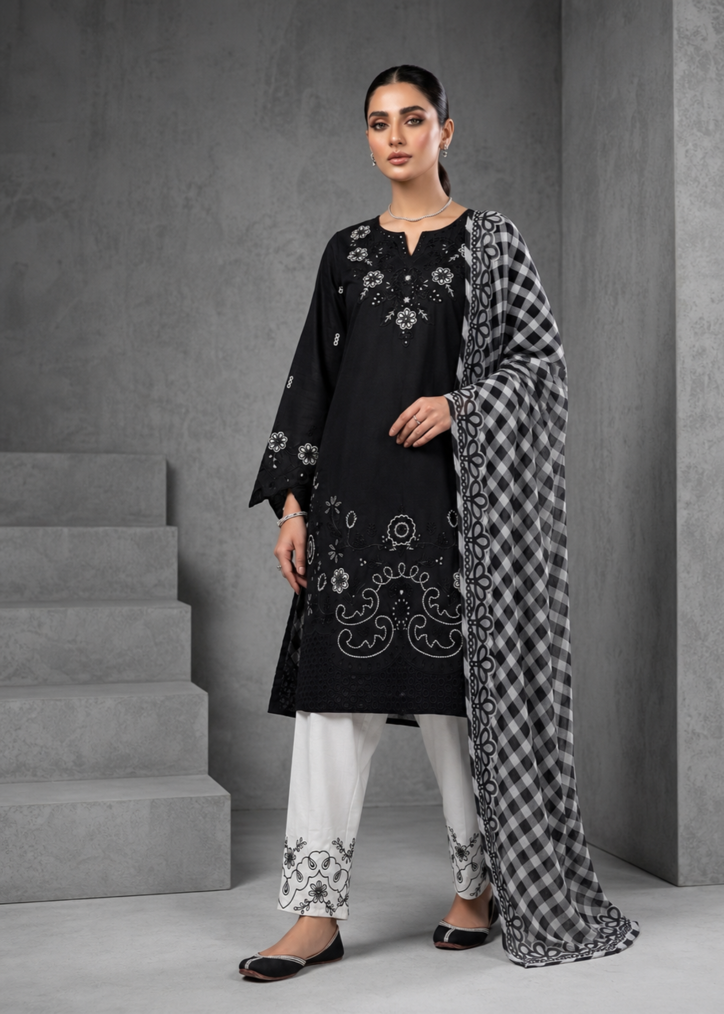 Black Lawn Embroidered 3 Piece Suit Online in Sri Lanka India Australia