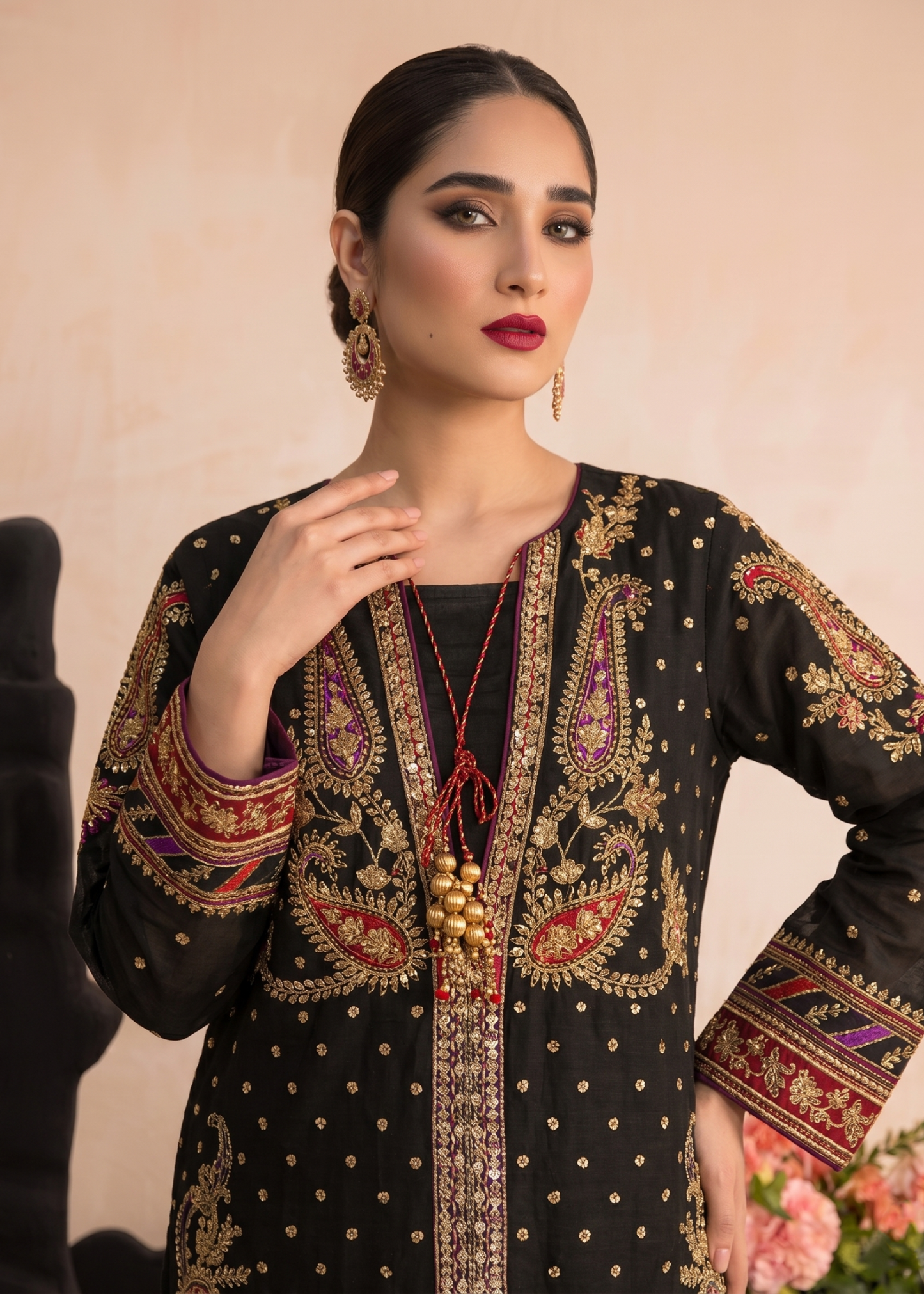 Black Organza Embroidered Festive Wear Suit Online in Dubai UAE Abudhabi Ajman Sharjah