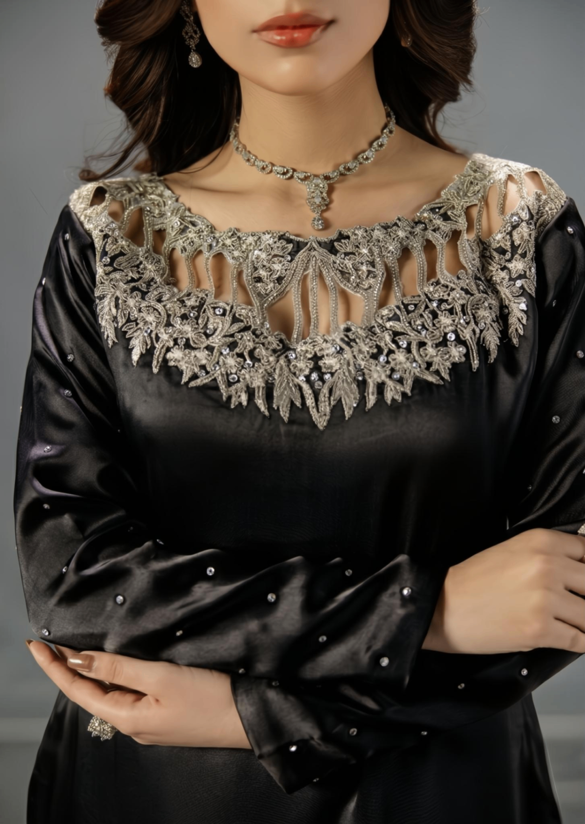 Black Silk Festive Wear Pakistani Suit Online in Dubai UAE Abudhabi Ajman Sharjah
