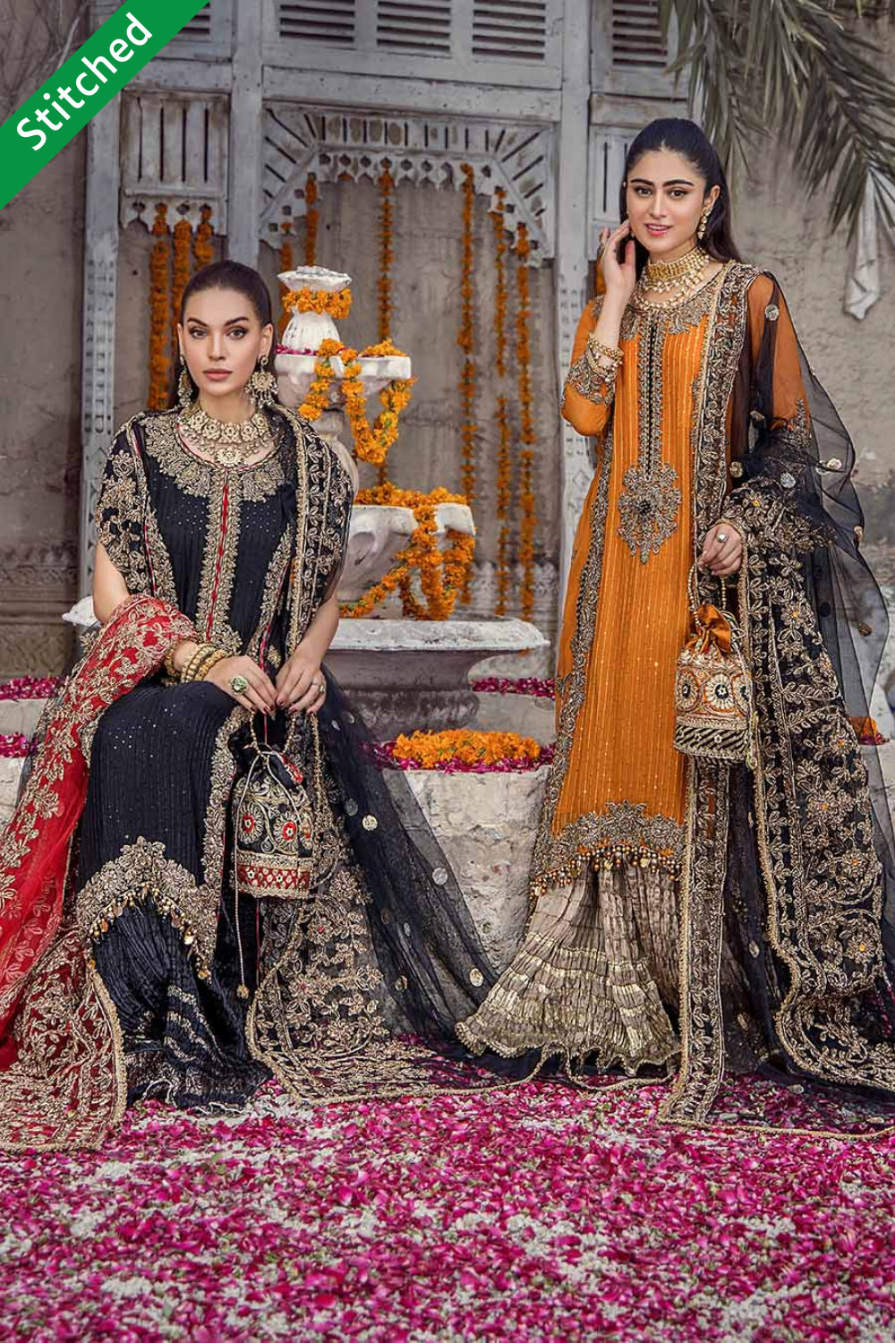 Hand Embroidered Sharara with Stone Work