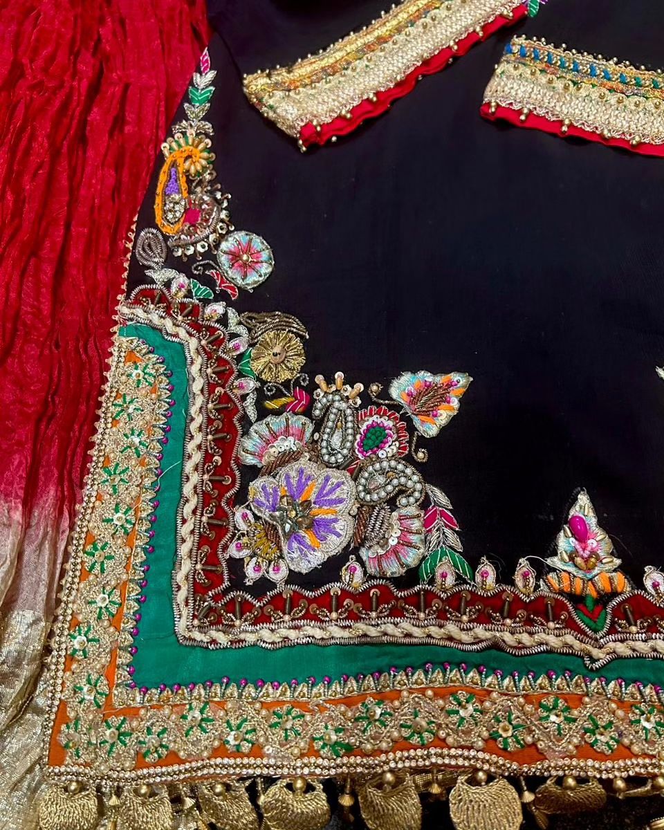 Readymade Embroidered Velvet Sharara