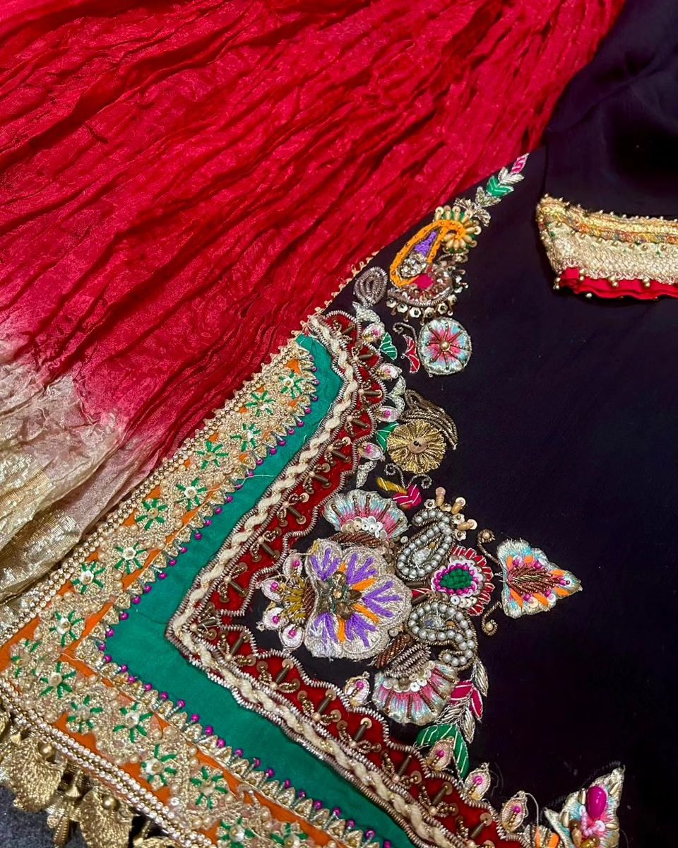 Readymade Embroidered Velvet Sharara