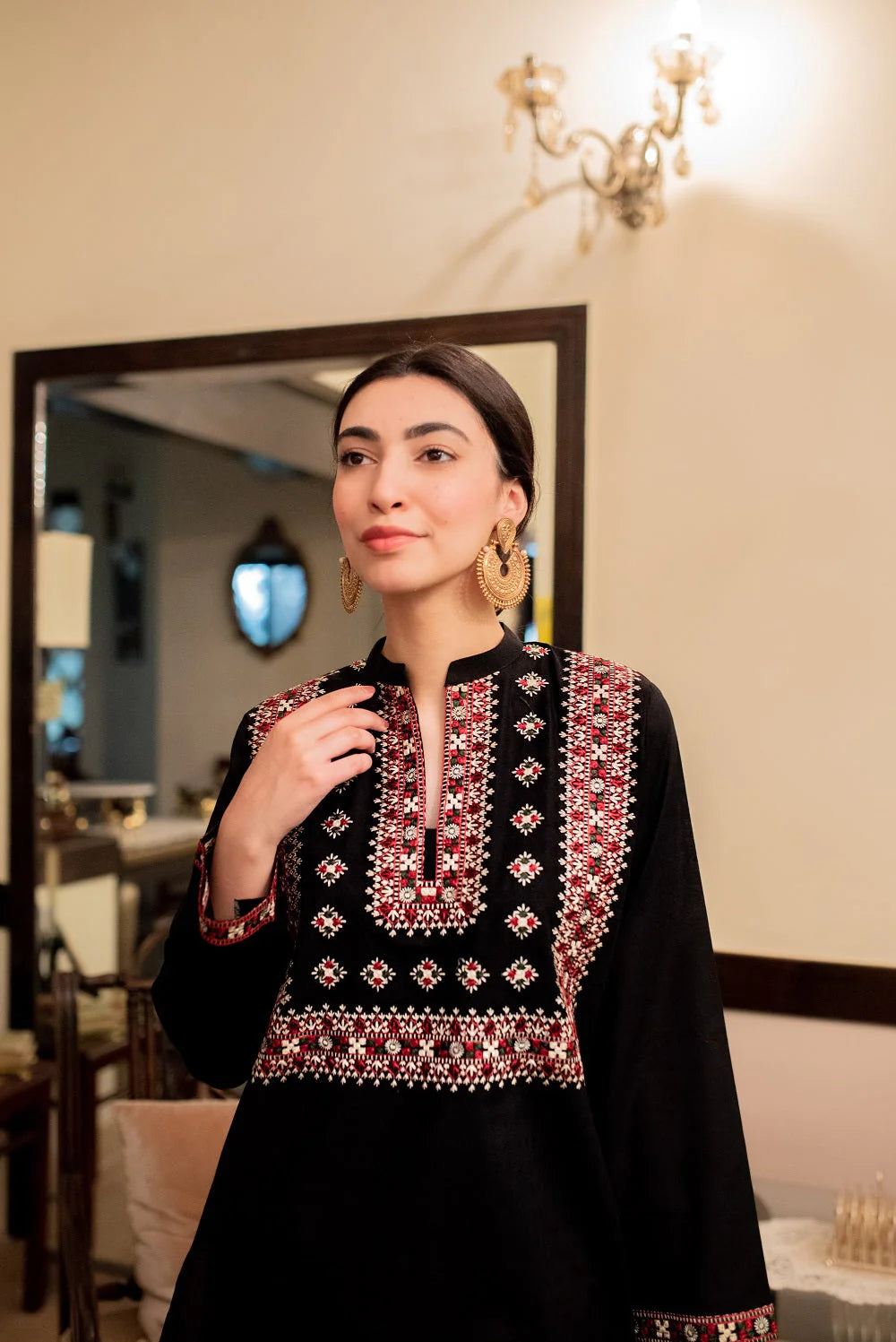 Coal Black Kurta with Straight Pants