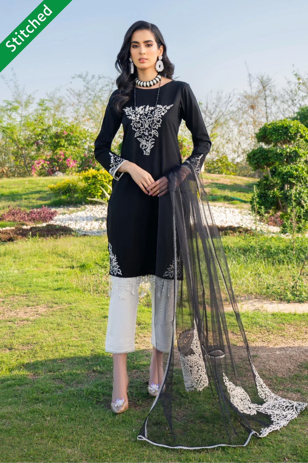 Black Readymade Pure Cotton Suit Size 44