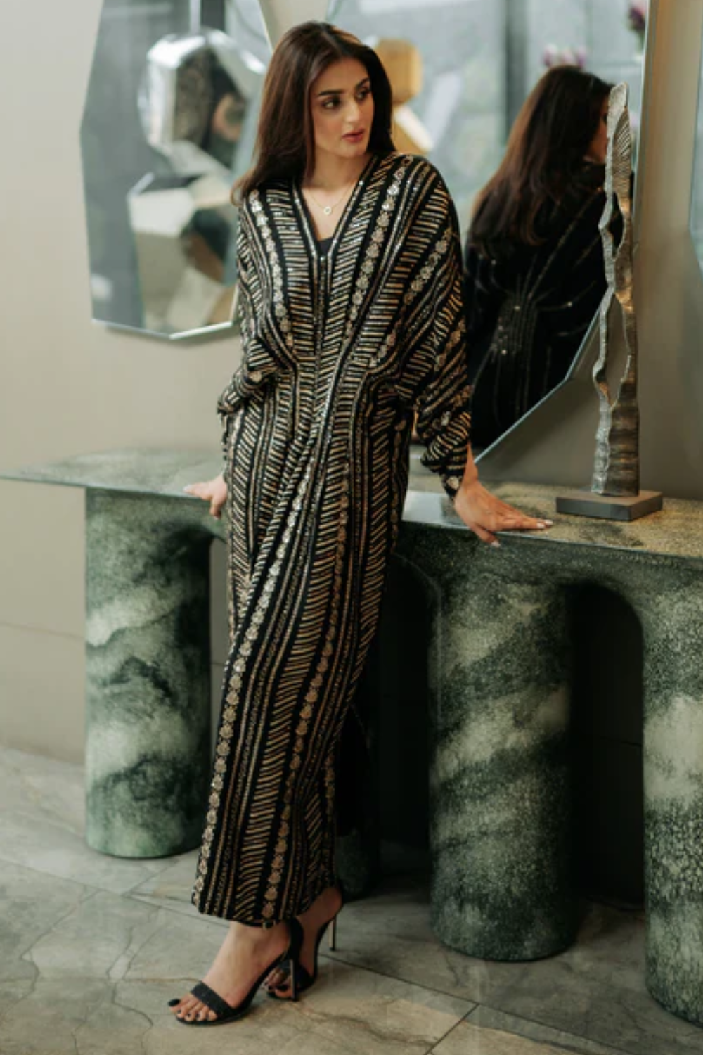 Black Long Kaftan For Women Summer Partywear Online In Dubai black-long-kaftan-for-women-summer-partywear-online-in-dubai