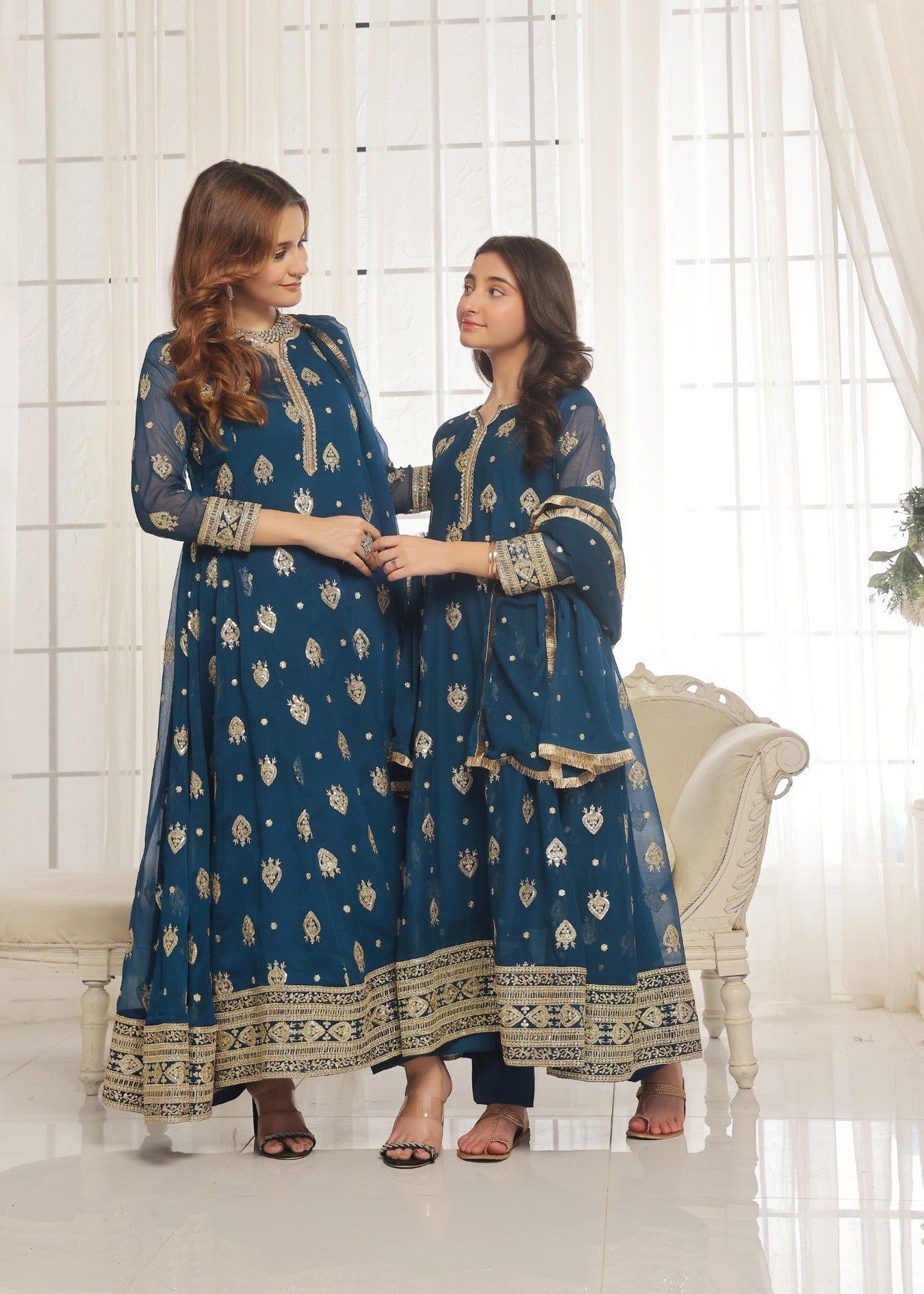 Blue Chiffon Festive Wear Suit Online in Dubai UAE Abudhabi Ajman Sharjah