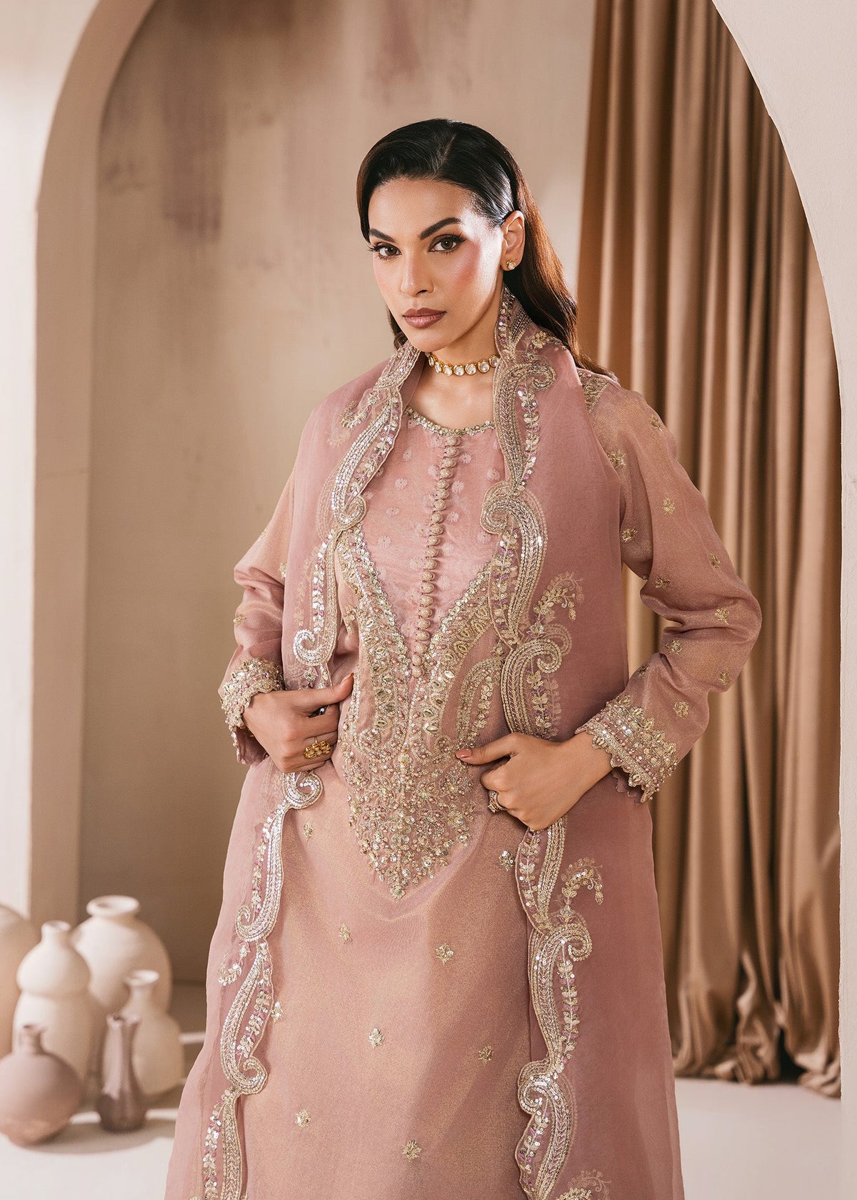 Blush Pink Embroidered Masuri Sharara Online in KSA Riyadh Saudi Arabia Oman Bahrain Qatar