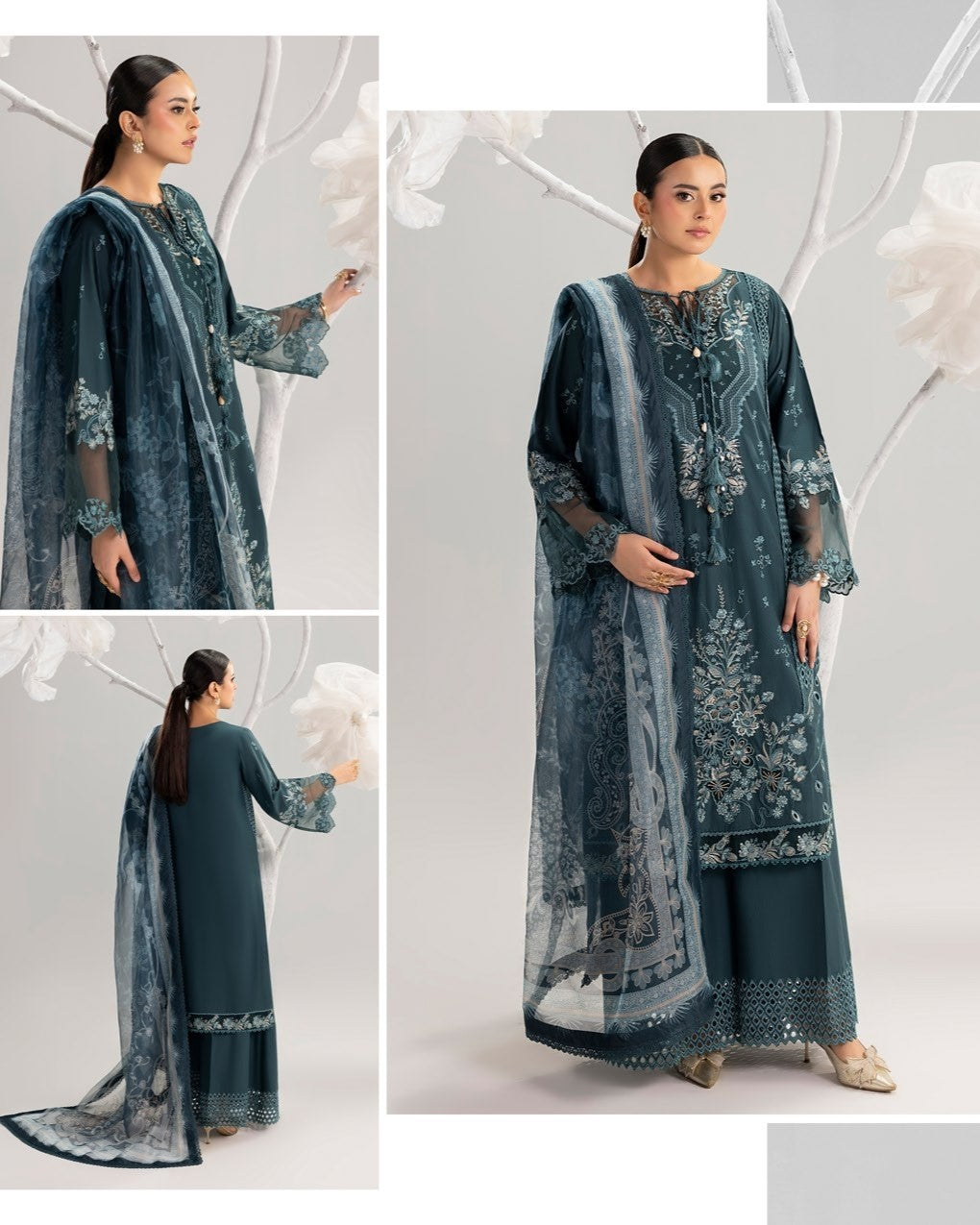 Breathable Lawn Cotton Suit with Khadi Net Dupatta Online in Dubai UAE Abudhabi Ajman Sharjah