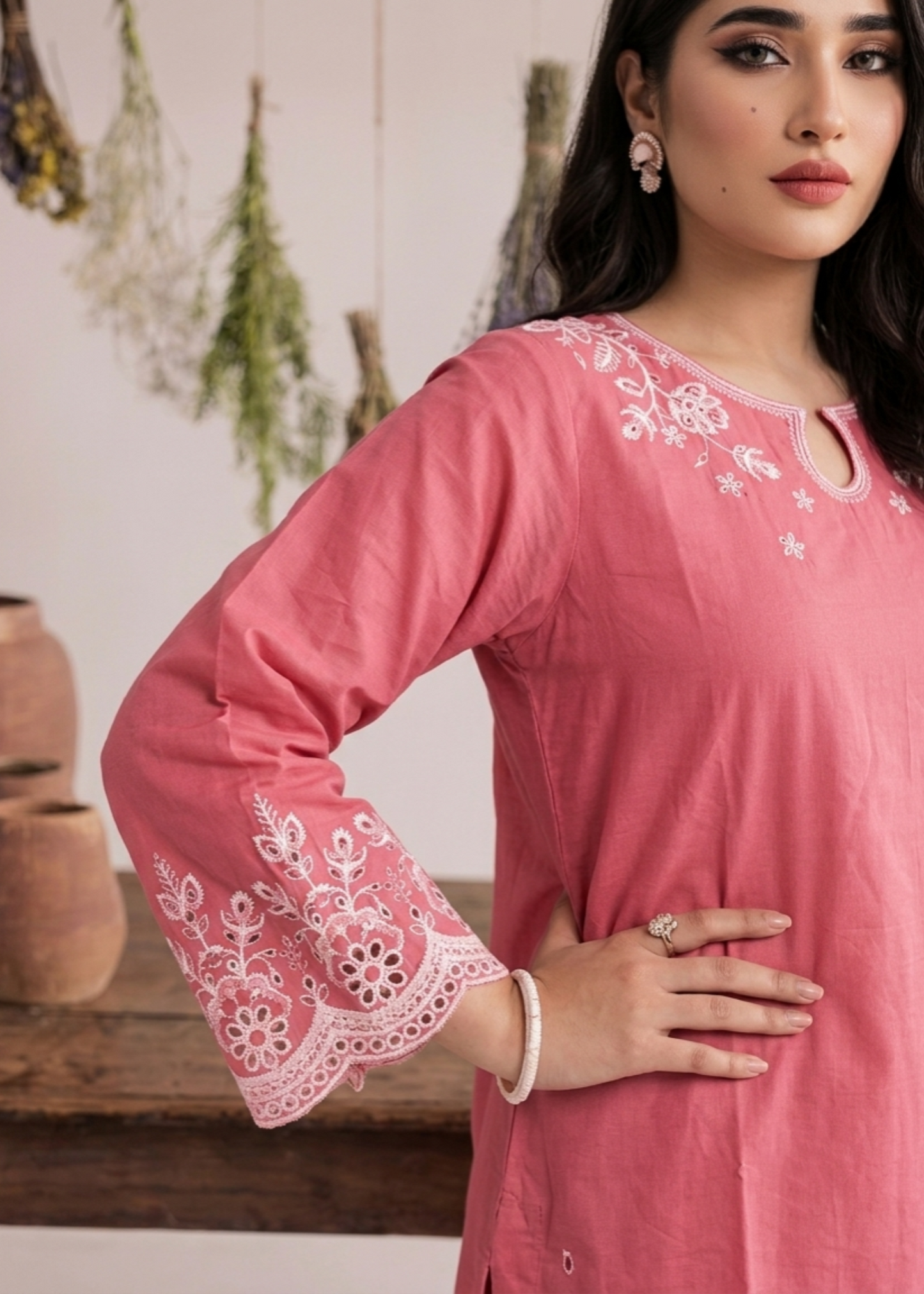 Bubblegum Pink Embroidered Lawn Festive Suit Online in Dubai DXB UAE Abudhabi Meena Bazaar