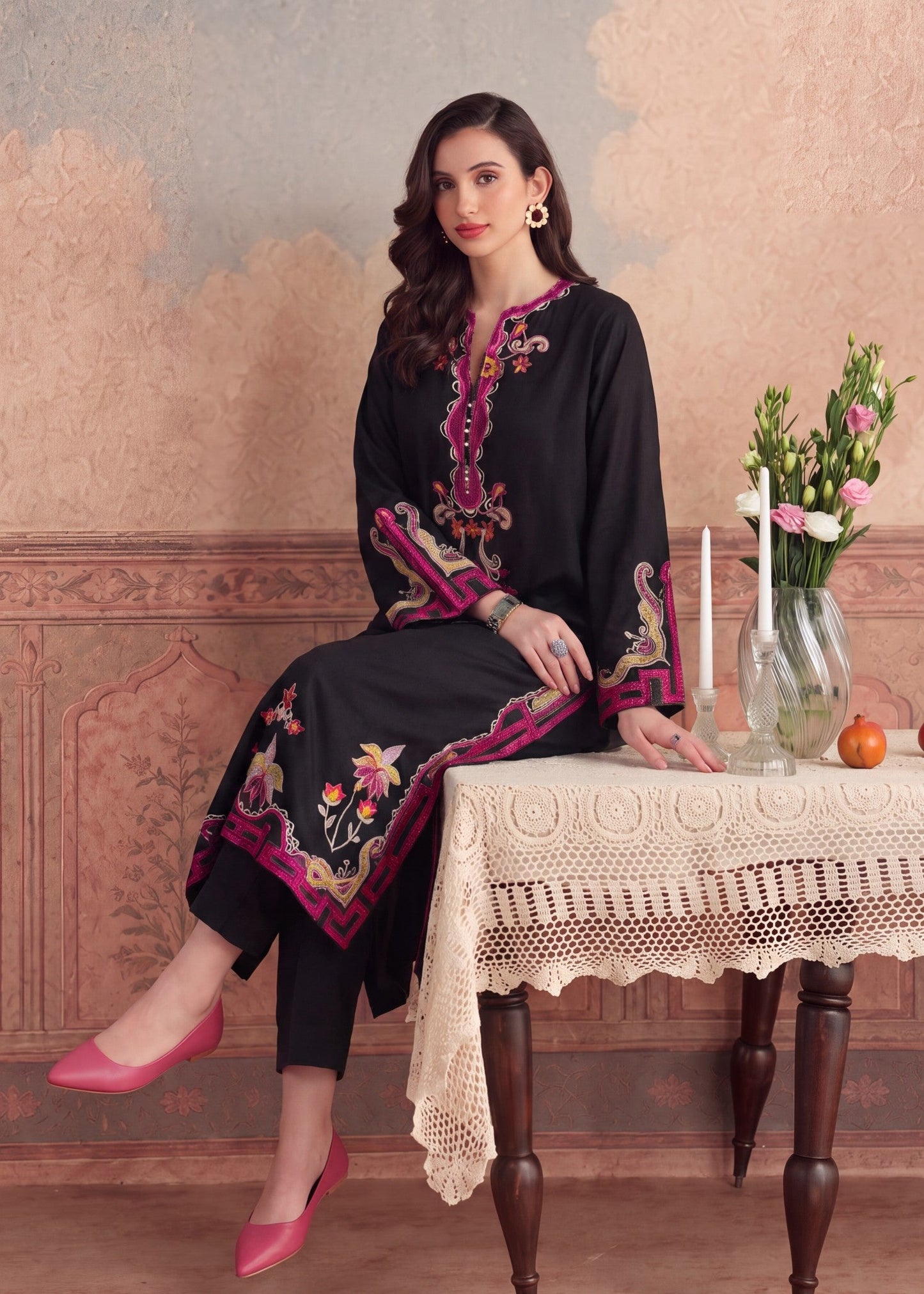 Buy Black Lawn Embroidered Salwar Kameez Online in Dubai DXB UAE Abudhabi Meena Bazaar