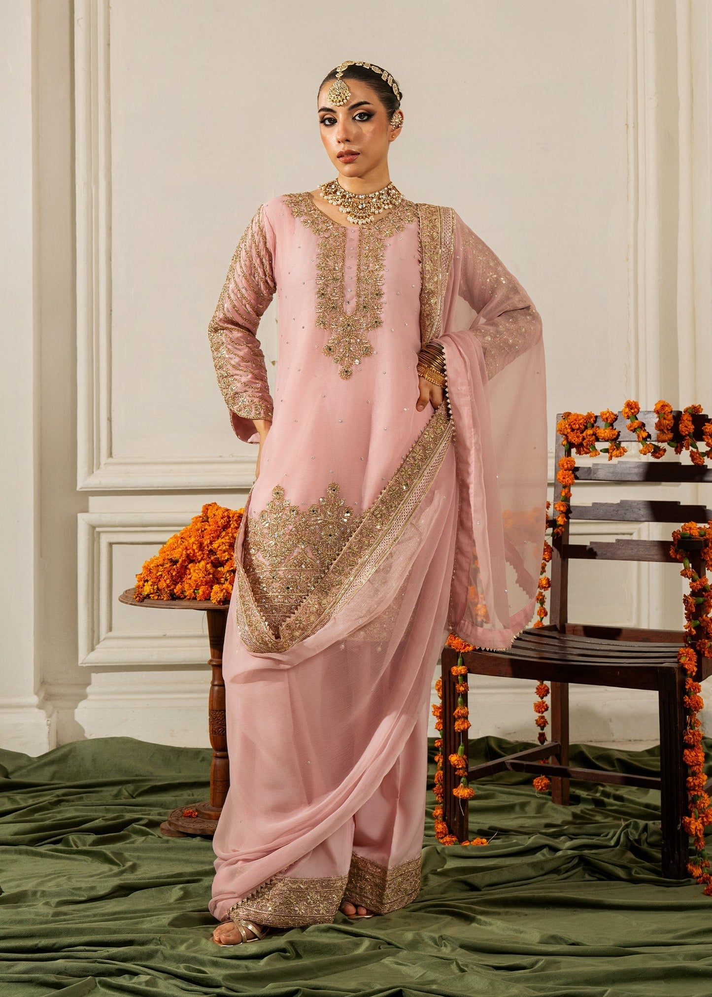 Chiffon Blush Pink Pakistani Suit Online in Sri Lanka India Australia