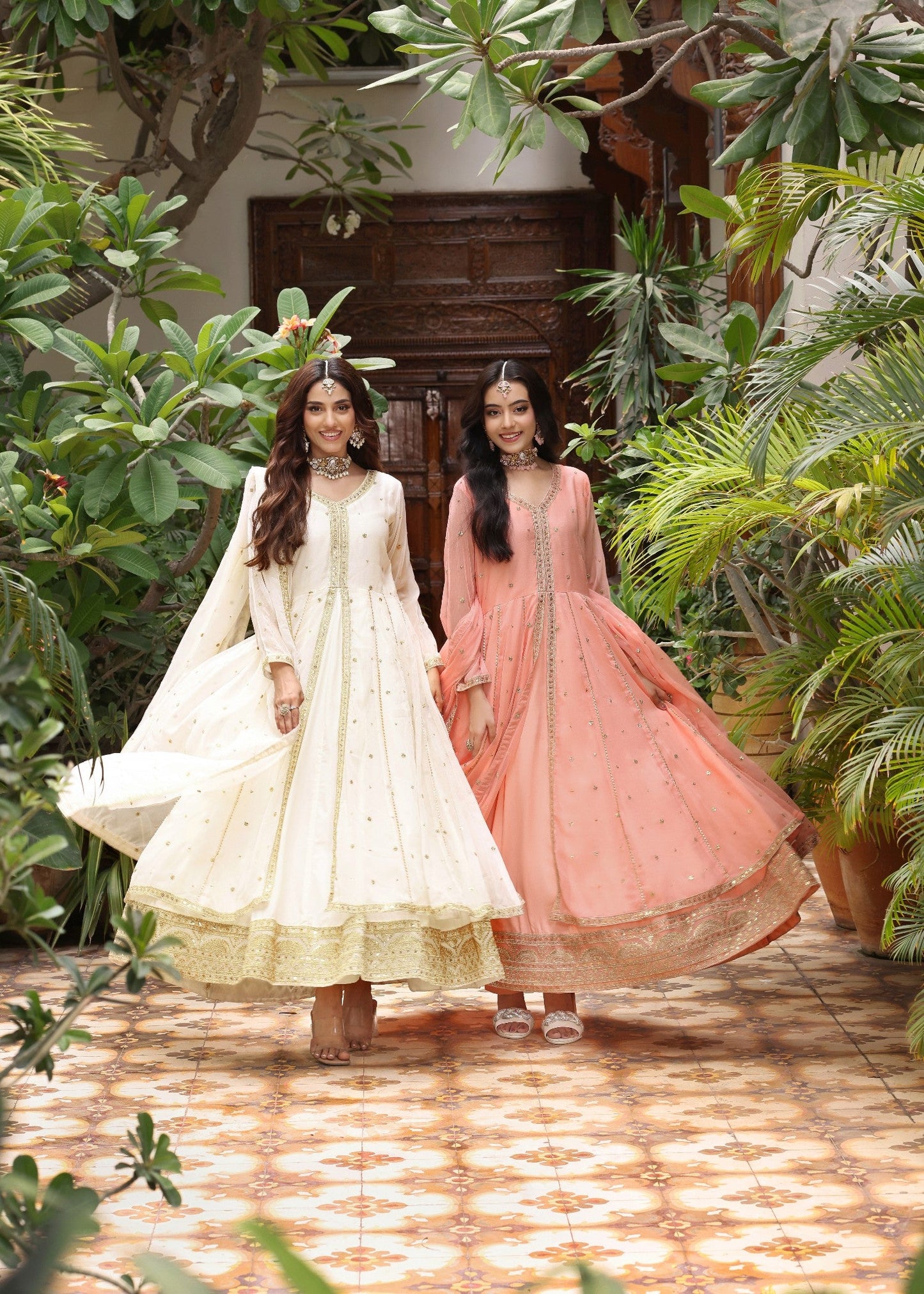 Chiffon Embroidered Off-White Party Wear Pishwas Online in Dubai UAE Abudhabi Ajman Sharjah