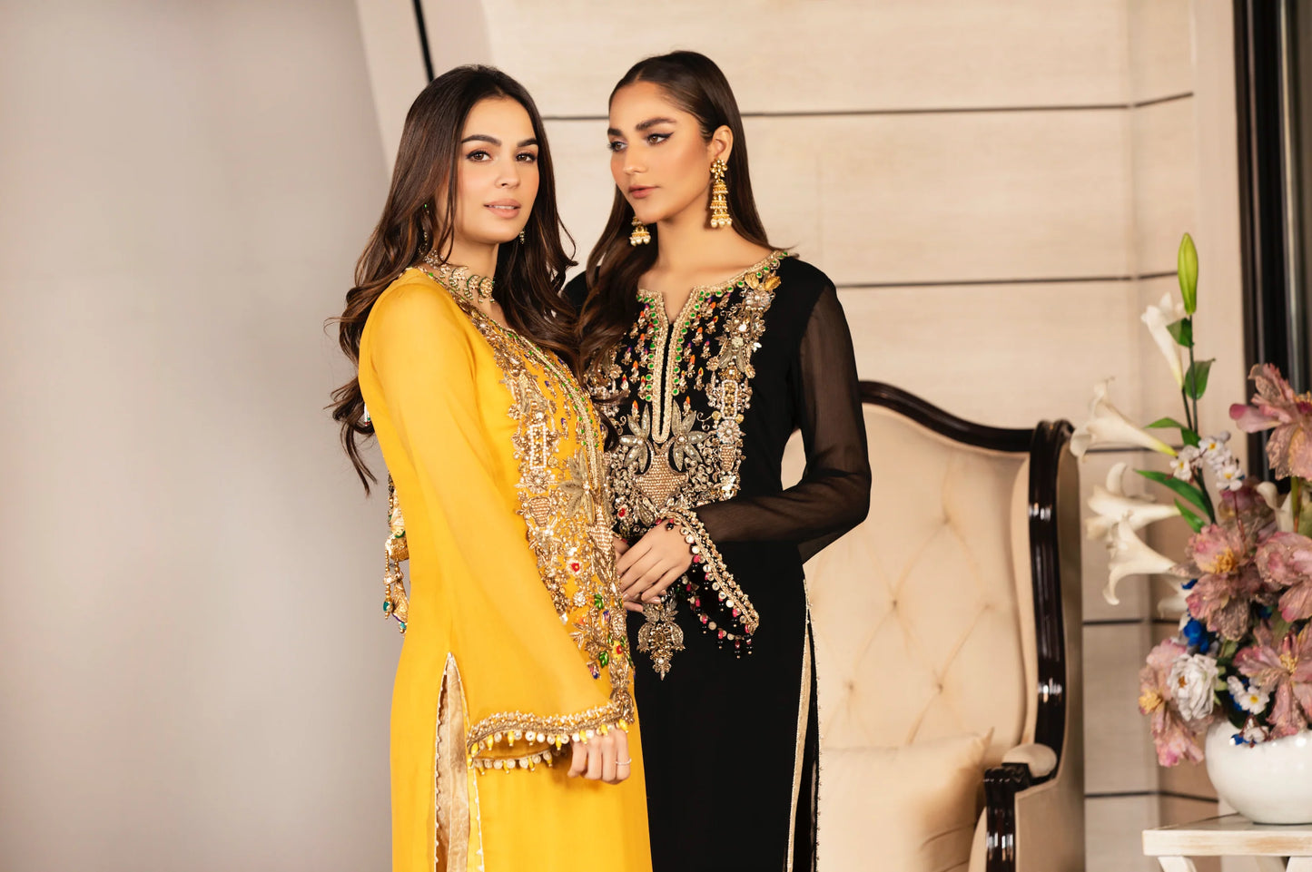 Mustard Handmade Pure Chiffon Suit