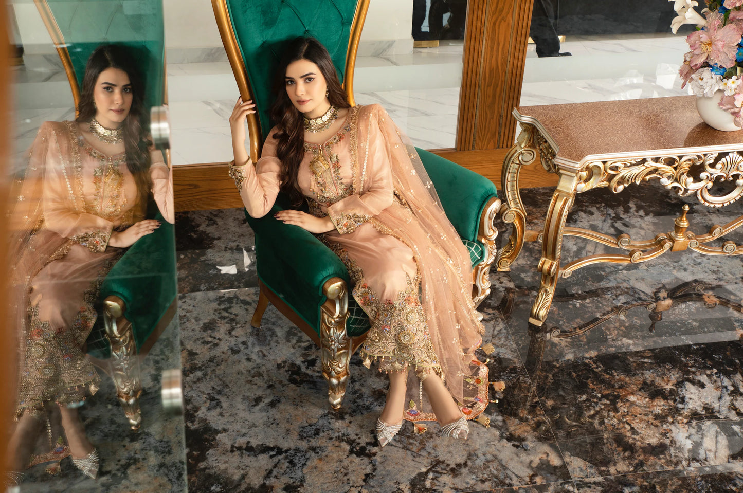 Pink Handmade Pure Chiffon Suit