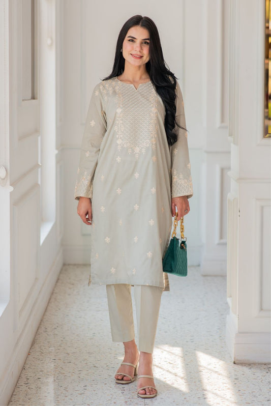Embroidered Lawn Kurta with Trousers