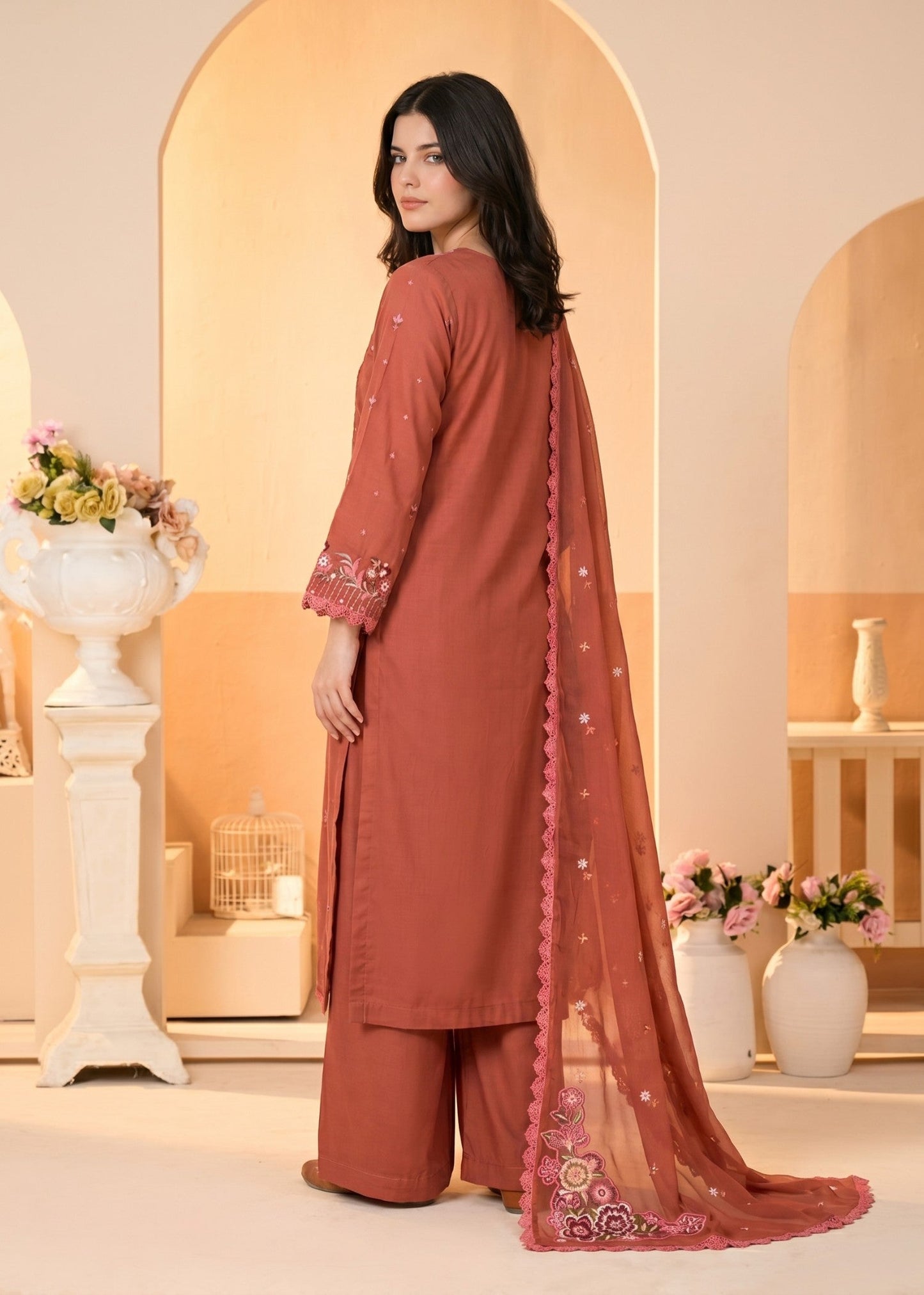 Daily Wear Flame Linen Pakistani Suit Online in Dubai UAE Abudhabi Ajman Sharjah